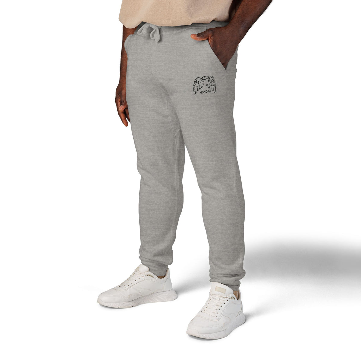 GREY JN1016 EMBROIDERED FLEECE SWEATPANTS