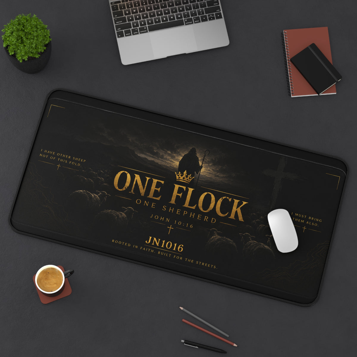 ONE FLOCK Extended Desk Mat — John 10:16